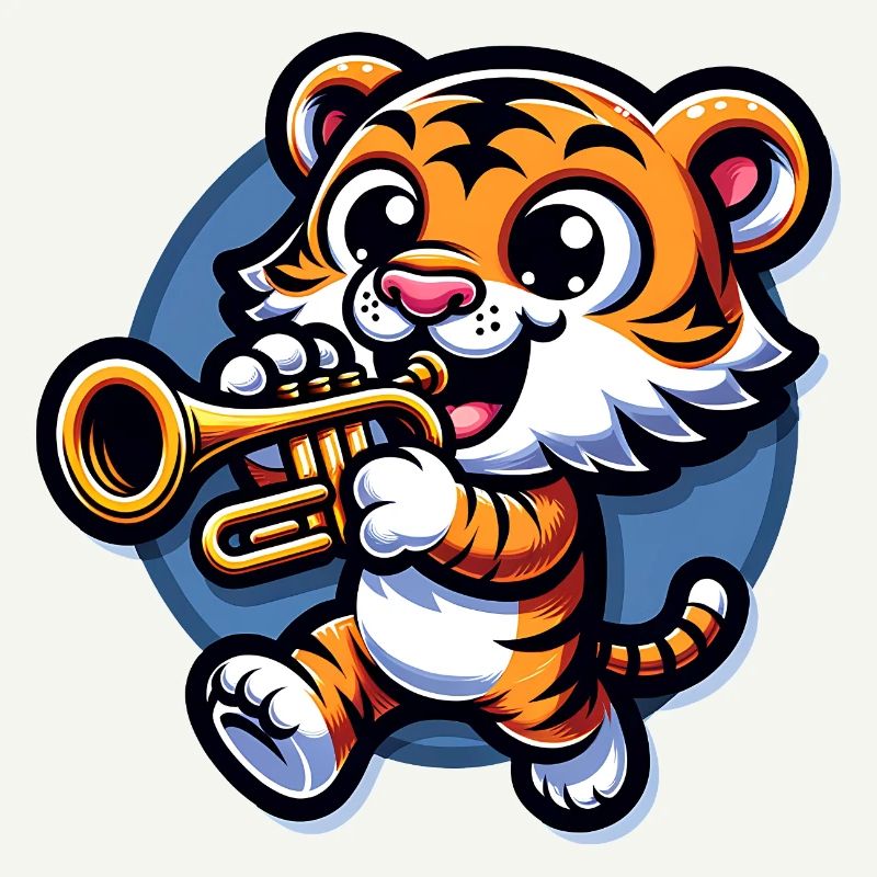 Niedlicher Tiger Mit Trompete