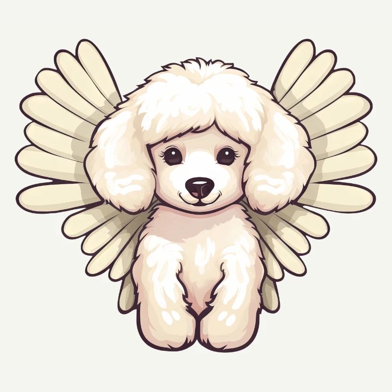 Doux caniche blanc avec des ailes d'ange -