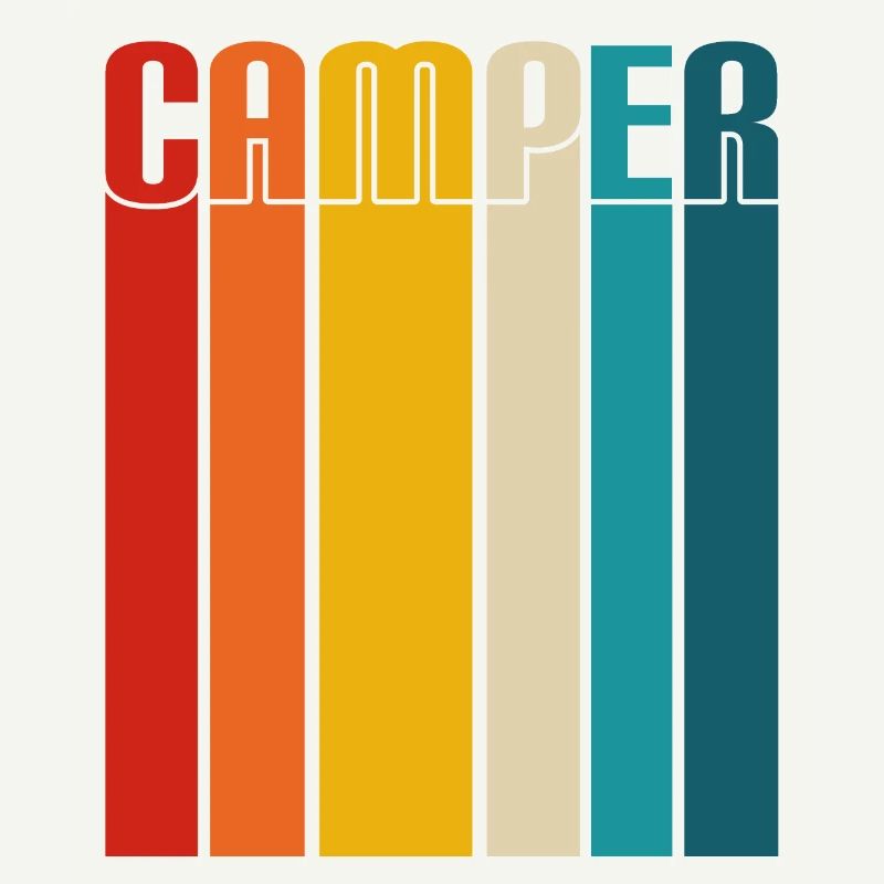 Camping retro coucher de soleil coloré