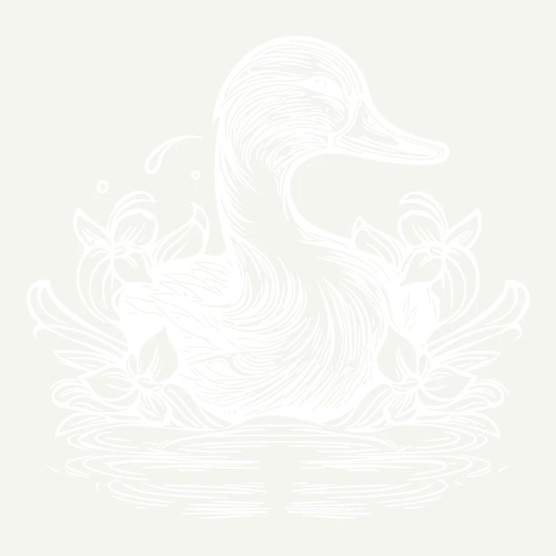 Canard mignon sur le lac avec des fleurs