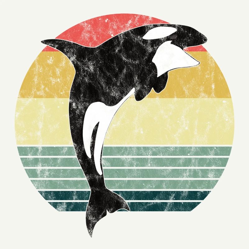 Orca Schwertwal Killerwal Geschenk Retro Wal Ozean