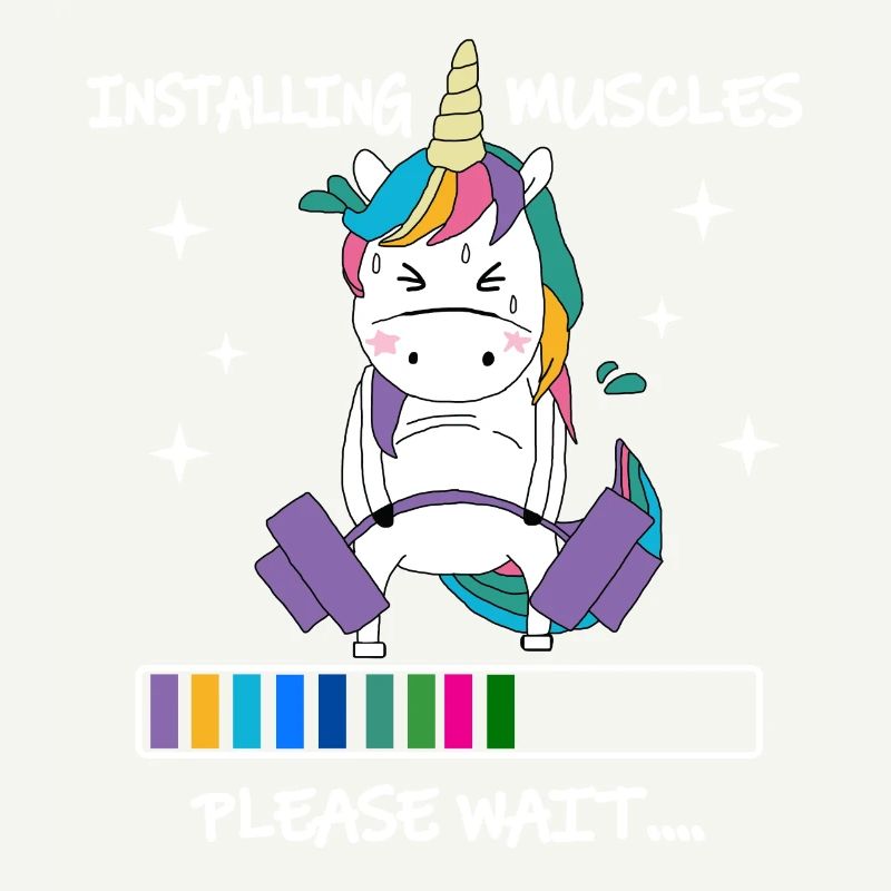 Installing Muscles Please Wait Shirt Funny Unicorn