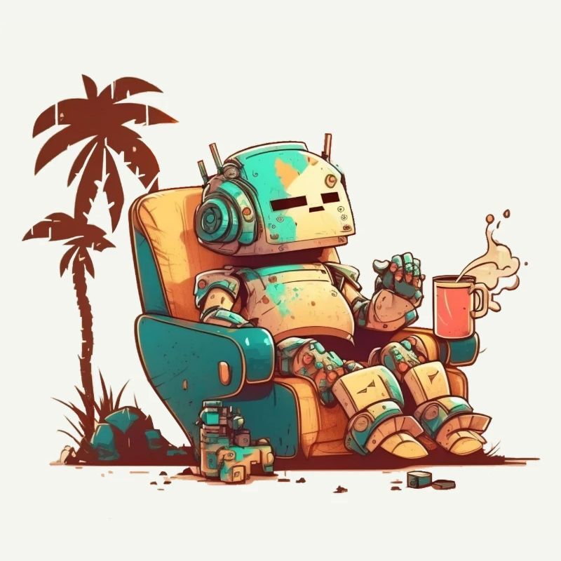 Resting old robot without background