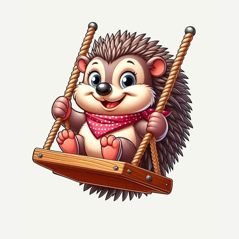 Mignon hérisson balançant terrain de jeu dessin animé