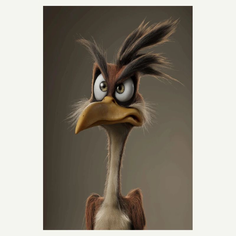 Grumpy Cartoon Bird