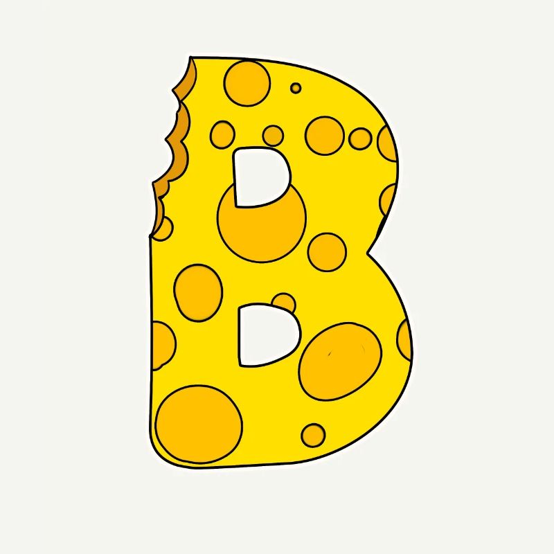 Buchstabe B - Anfangsbuchstabe B - Käse Motiv