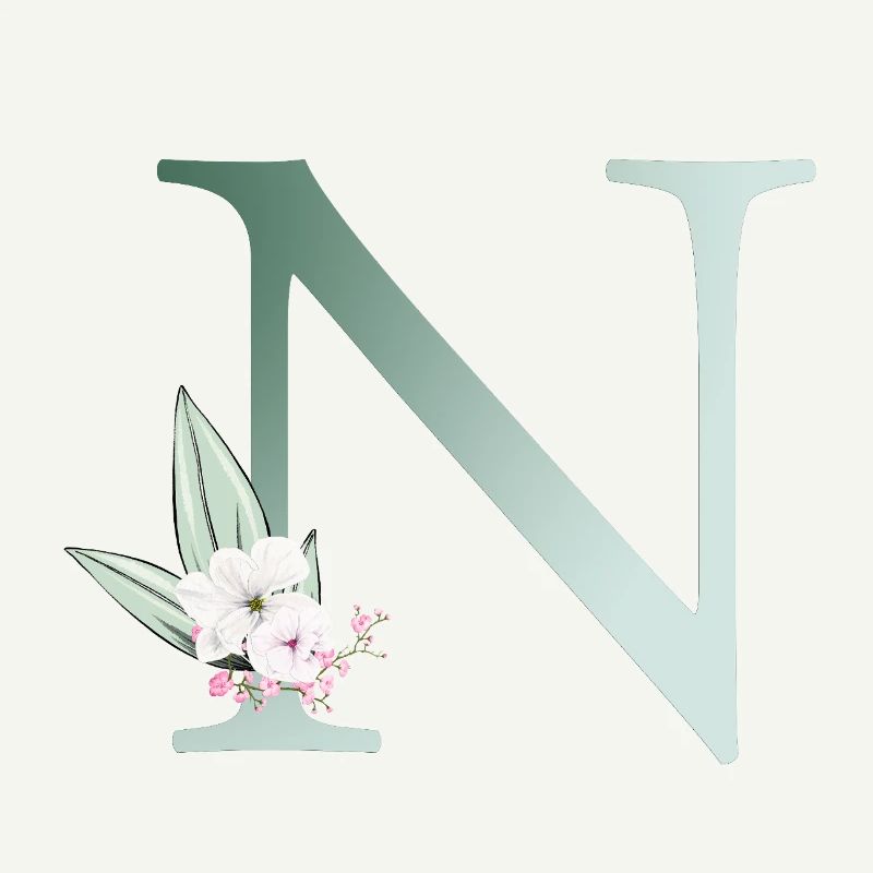 N Monogram, Floral, Personalizable