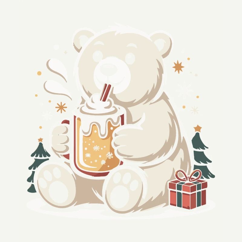 Polar Bear with Cocoa Winter Magic