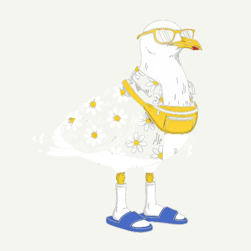 Gänseblümchen-Seemöwe im Sommerlook
