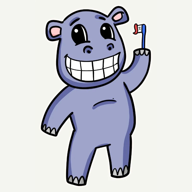 Hippo with toothbrush