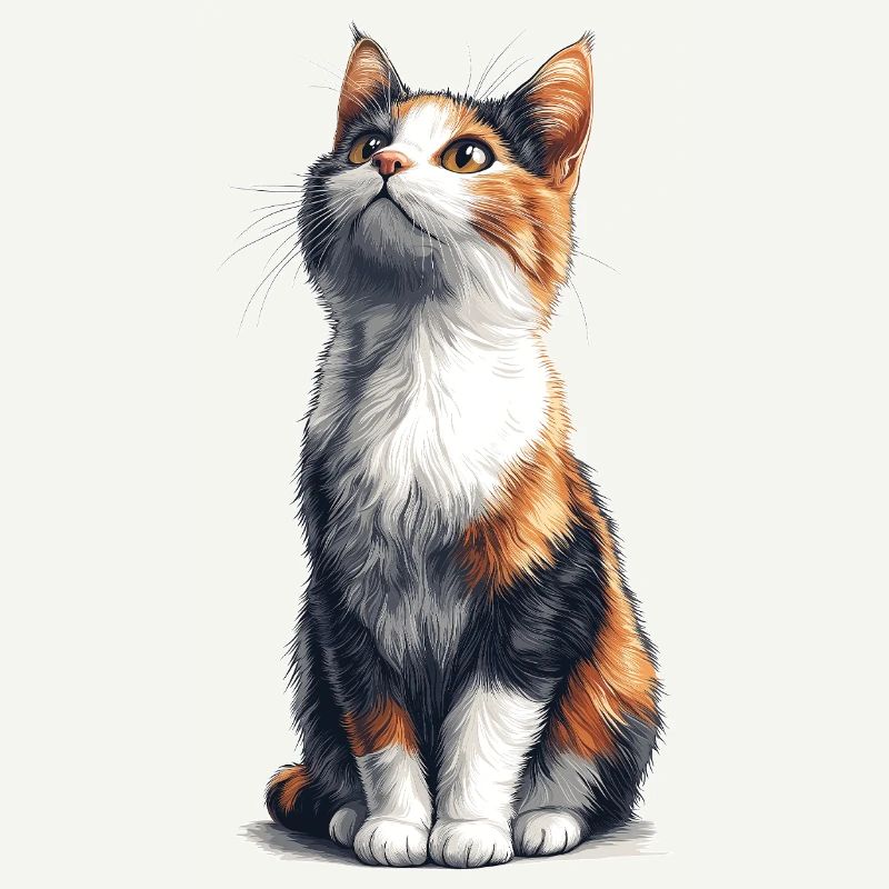 Bunte sitzende Comic Katze