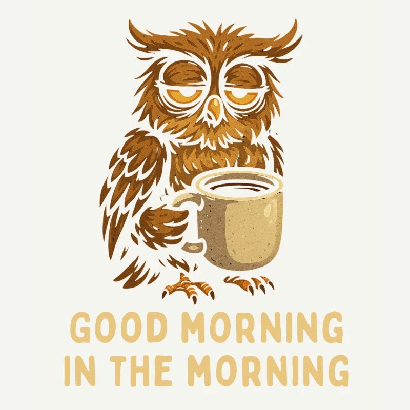 Schlafmütze Eule mit Kaffee