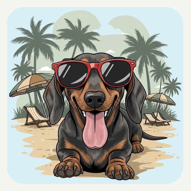 Dackel Beach Dackel Dackel mit cooler Brille