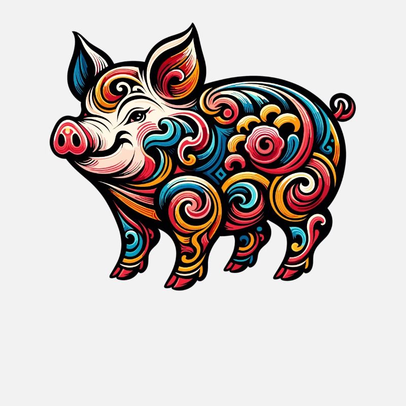 Cochon du zodiaque chinois Design graphique élégant