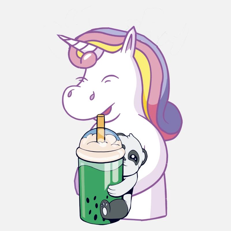 une jolie licorne tient un bébé panda