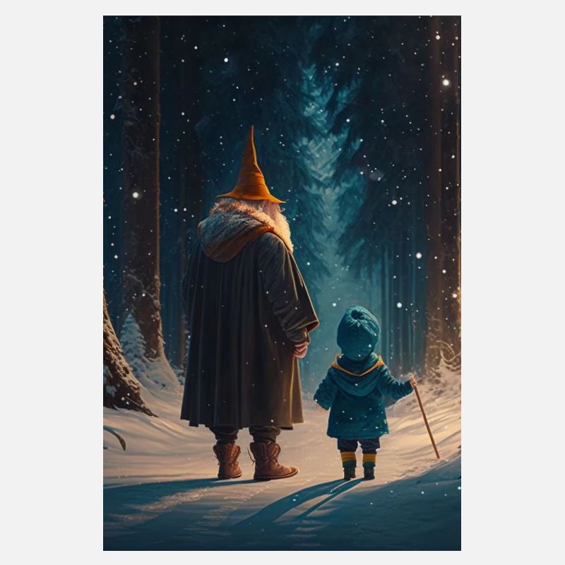 Kind mit Zauberer im Verschneiten Wald Phone Case
