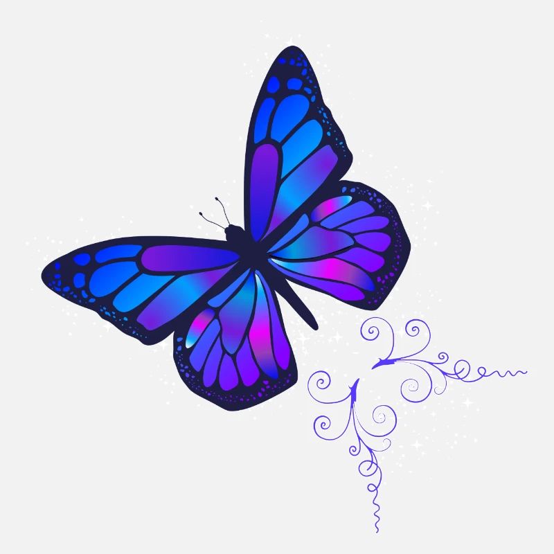 Papillon bleu et violet avec ciel étoilé
