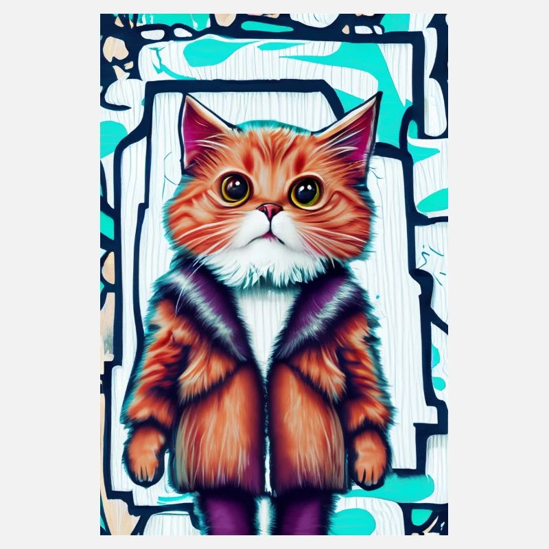 Chat mignon en manteau de fourrure | Pop Art Graffiti