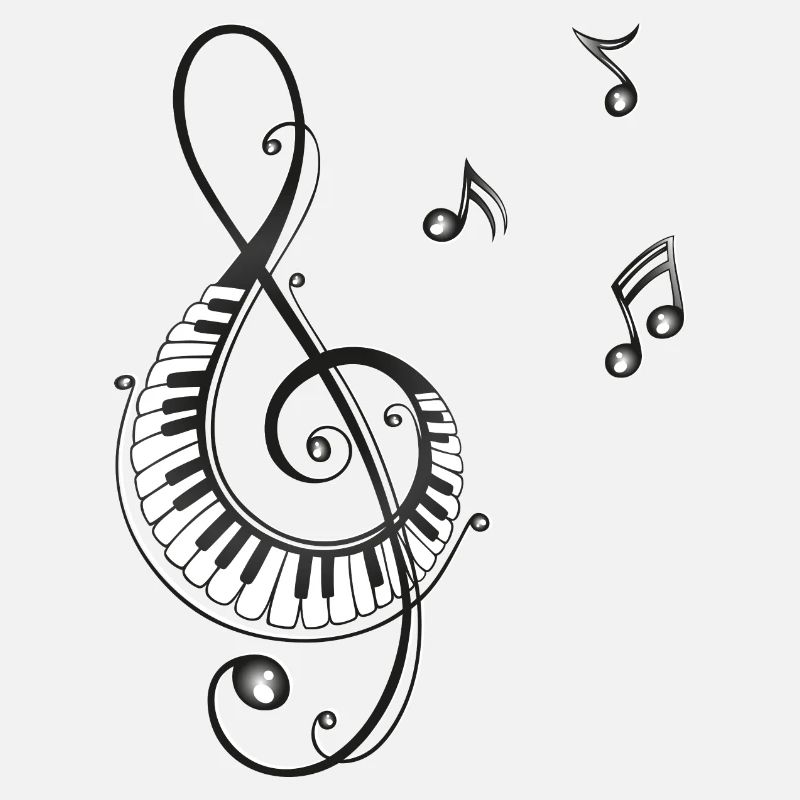 Clef avec des notes, piano et de musique