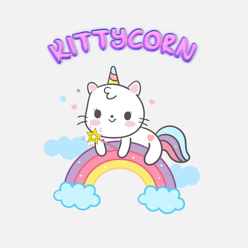 Kittycorn cute cat unicorn on rainbow