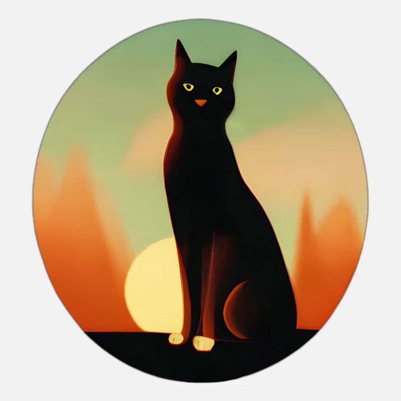 Silhouette élégante d’été coucher de soleil chat