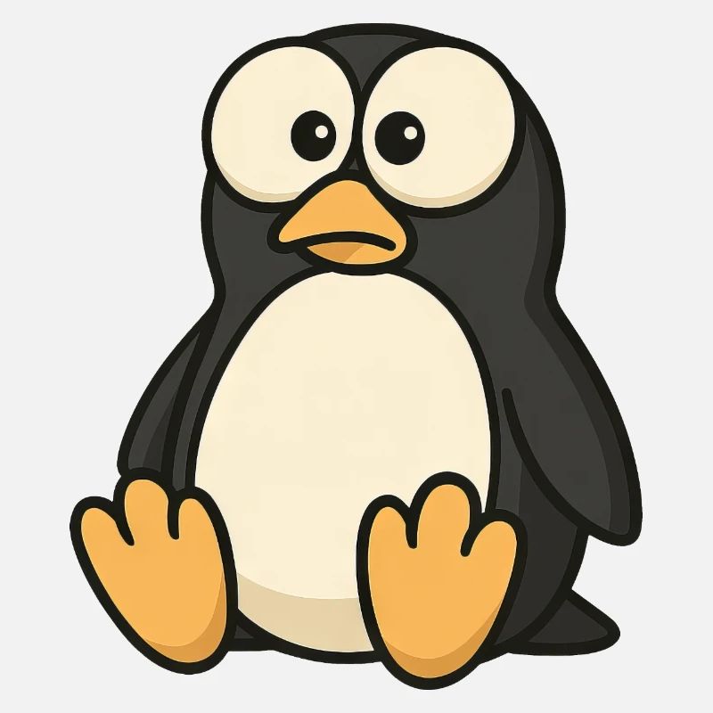 Funny confused penguin with googly eyes