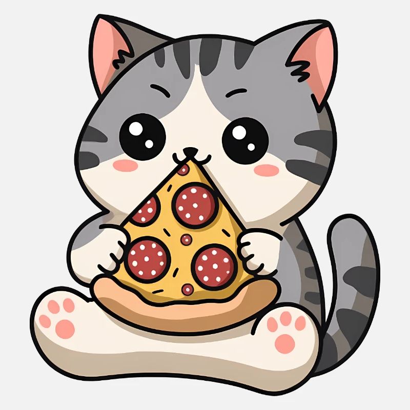 Chat et pizza