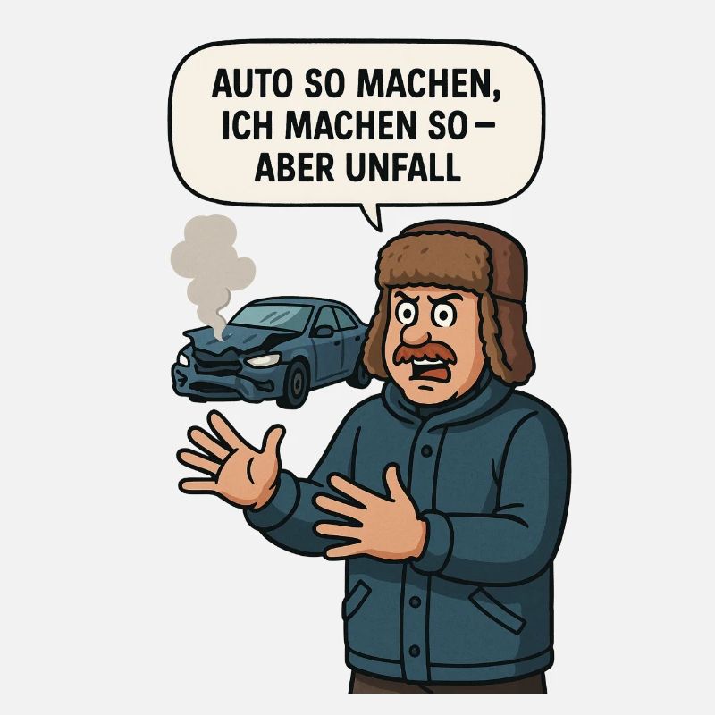 Unfall Humor Auto Spruch Illustration