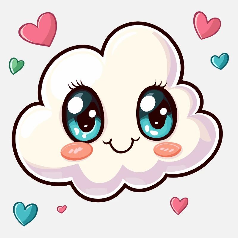 Nuage câlin avec des cœurs