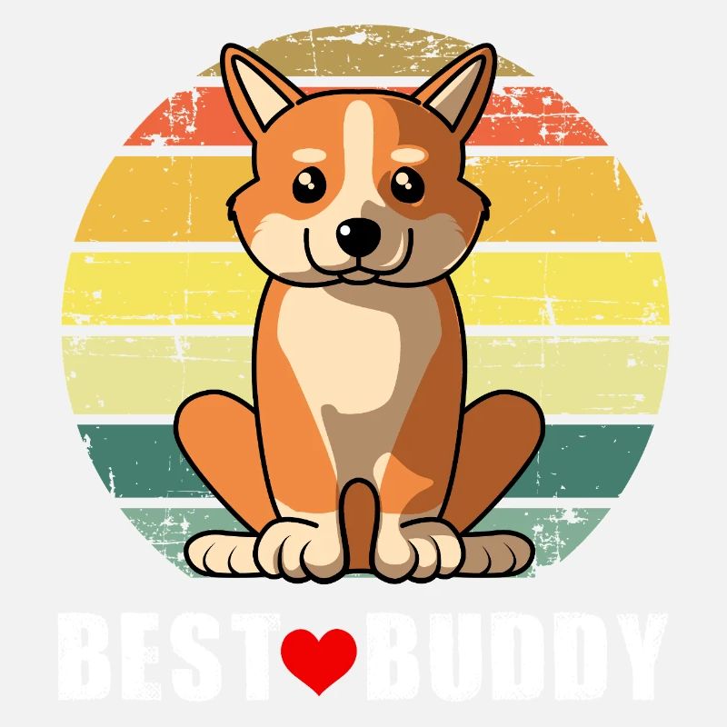 Süßer walisischer Corgi-Hund Bester Kumpel Retro Sunset Vinta