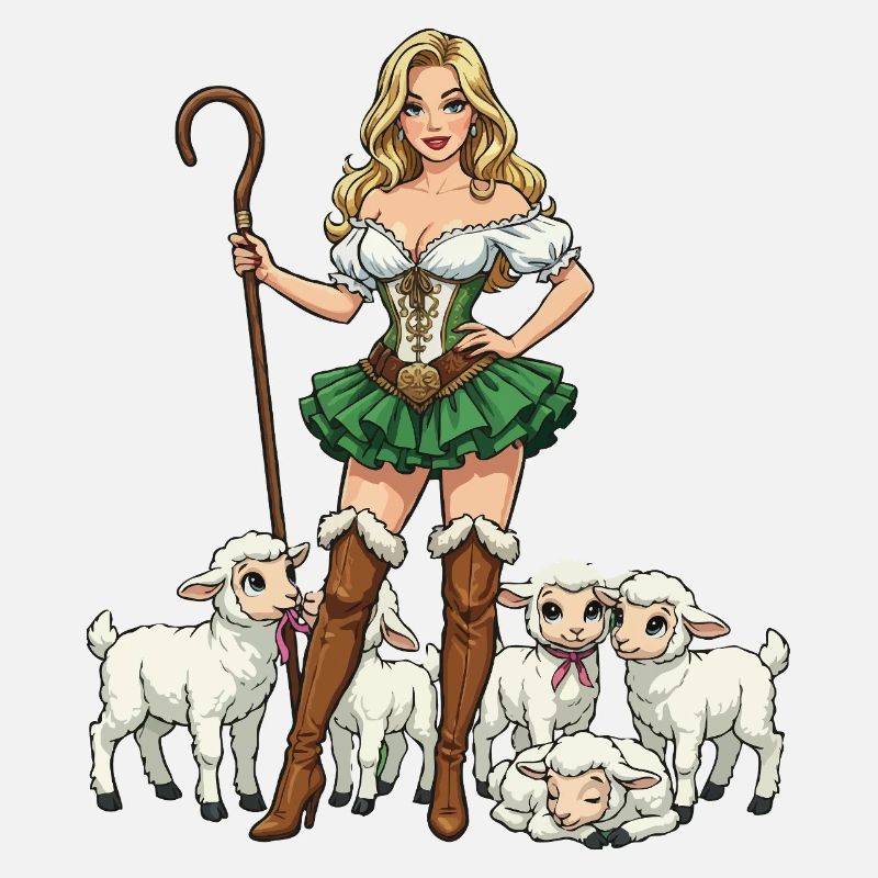 Dirndl Shepherdess and Lambs