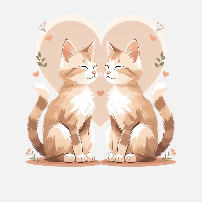 Duo de chats dans le cœur