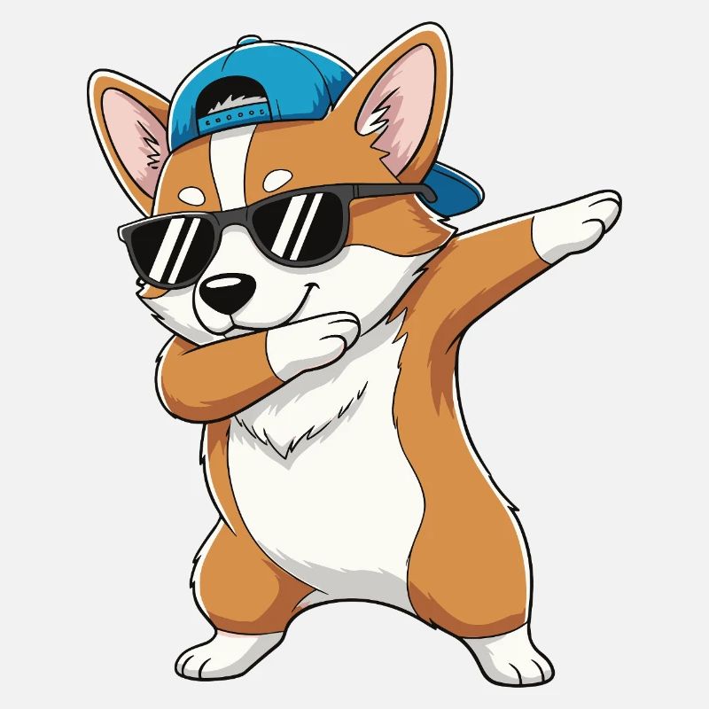 Cool Dabbing Corgi Sonnenbrille Cartoon-Kunst