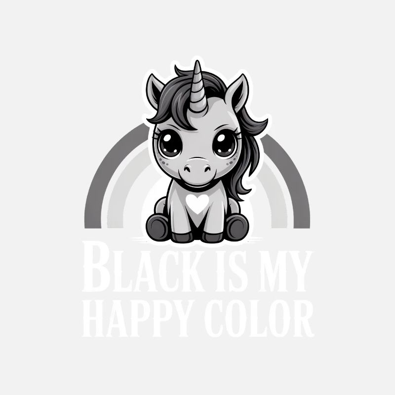 Le noir est ma licorne de couleur joyeuse