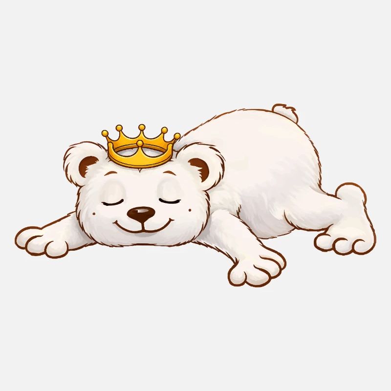 Schlafender Bär mit Krone – niedliches Tiermotiv 
