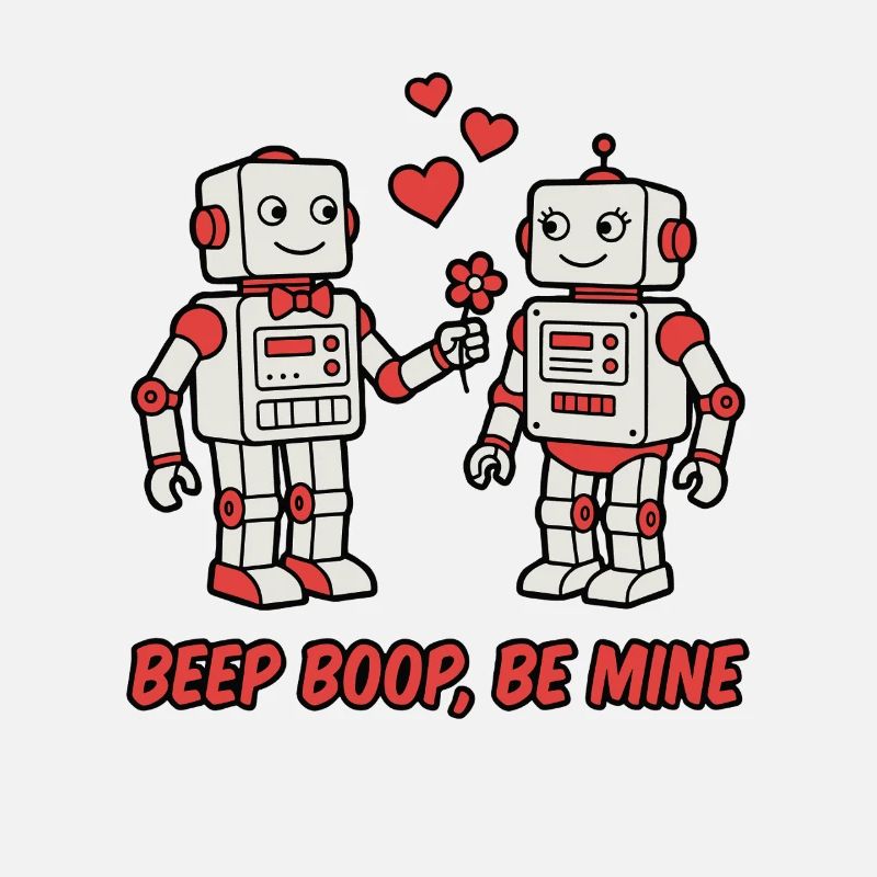 Beep Boop Be Mine Süßer Roboter-Valentin