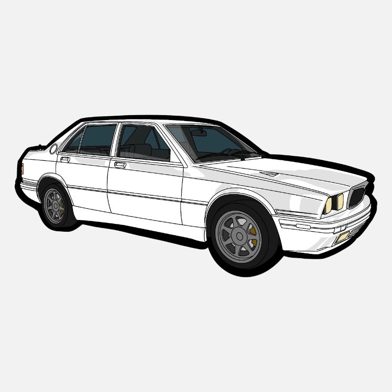 Classic White Sedan Line Art