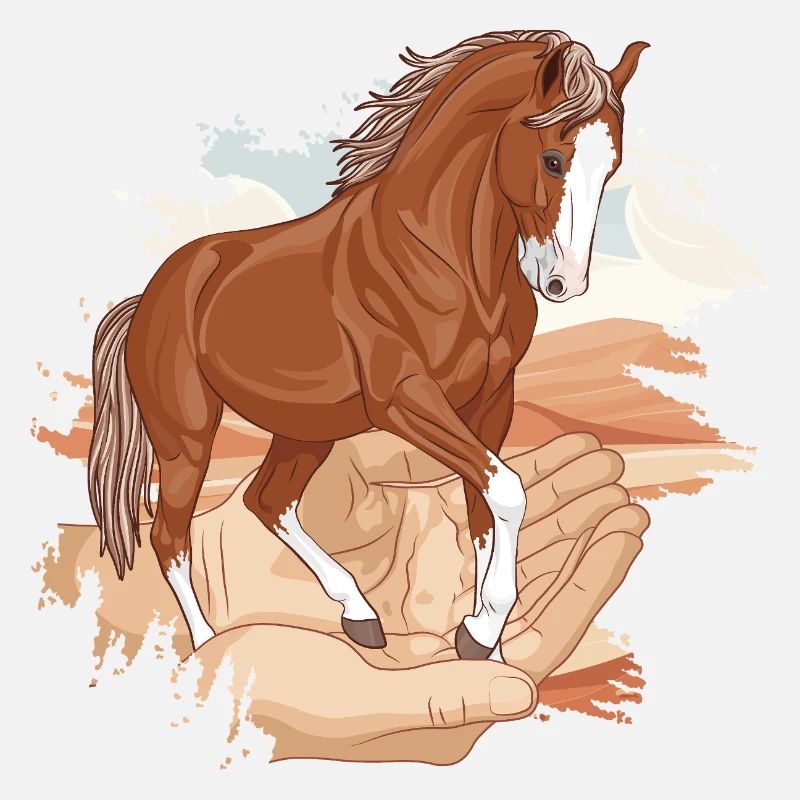 Un Cheval Marwari dans deux mains jointes