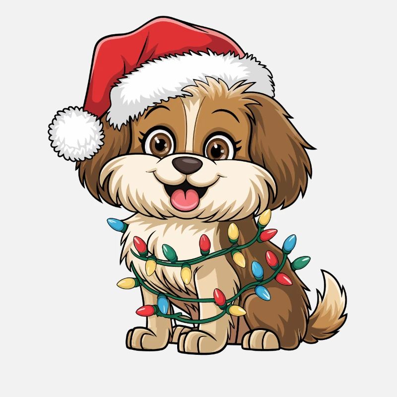 Weihnachtshund mit Lichterkette