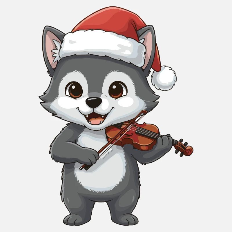 Loup de Noël jouant de l’art du violon