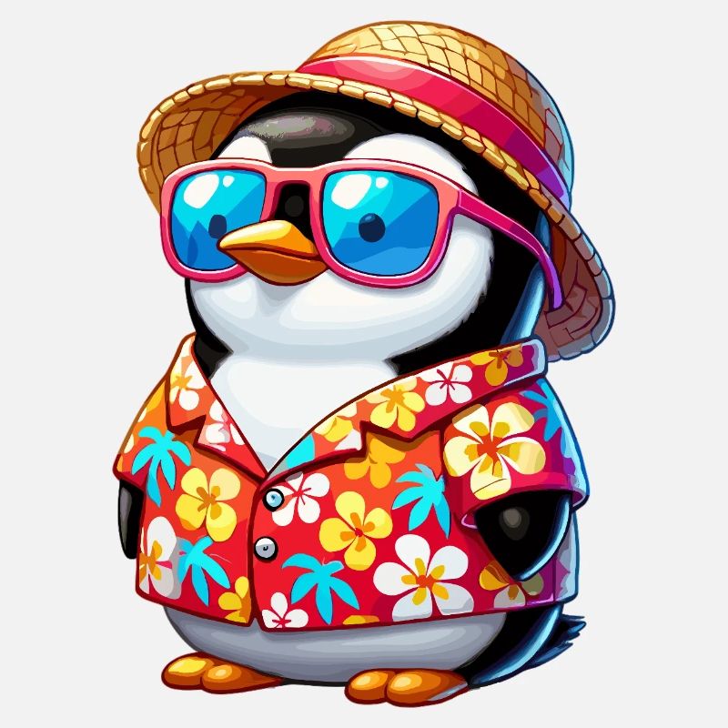 Pingouin tropical avec lunettes de soleil