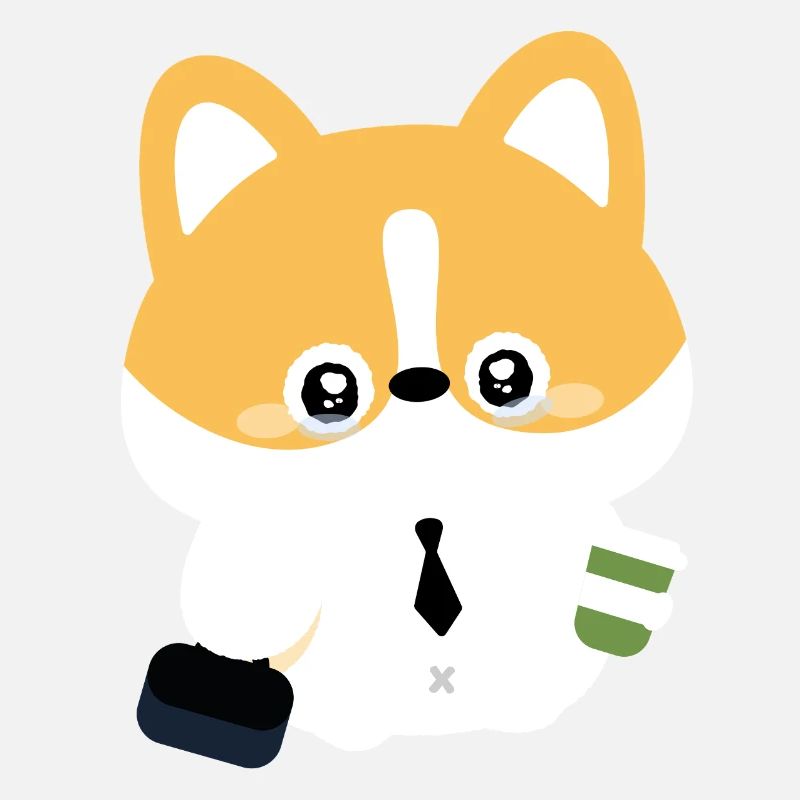 Corgi en cravate avec tasse de café