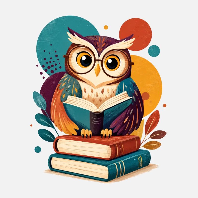 Colorful Reading Owl