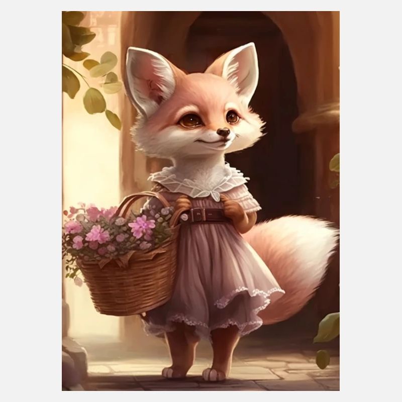 Füchsin mit Blumenkorb Geschenk