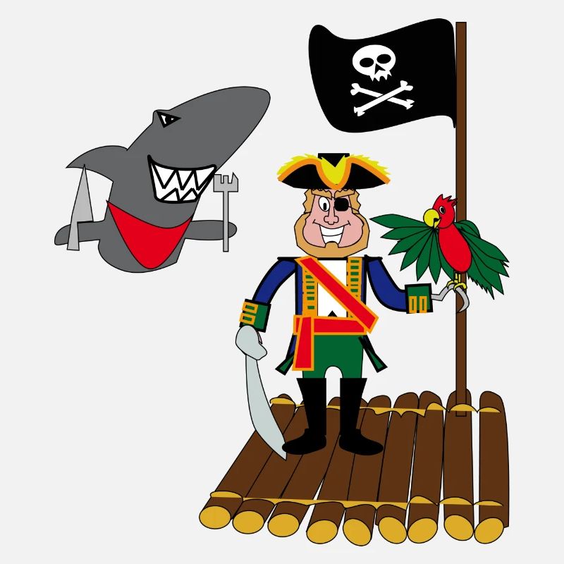 pirate parrot raft shark