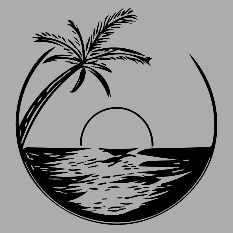 Sunset with palm tree - Vector Style