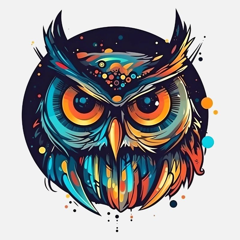 Style de dessin animé coloré hibou avec cercle