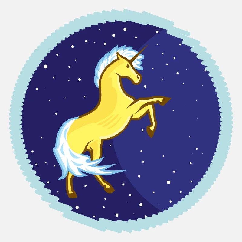 Licorne dorée dans le ciel étoilé