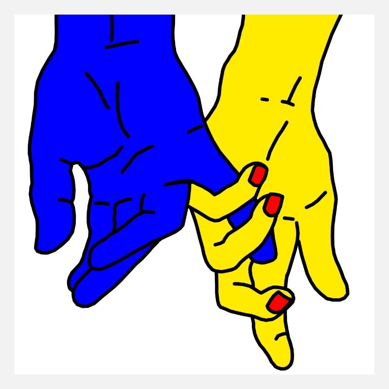mains bleu jaune