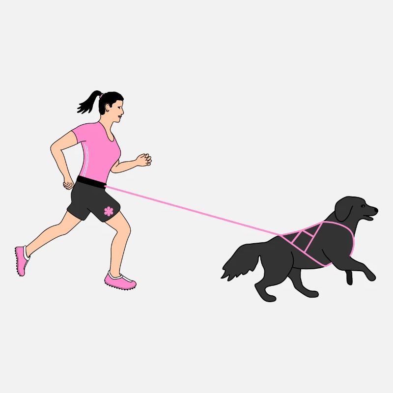 Course tout-terrain - Coureuse avec chien - Canicross - rose
